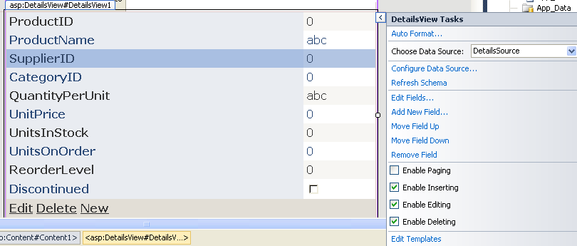 A megjelenő ablakban jelöljük be a Generate Insert, Update, Delete statements jelölőnégyzetet.