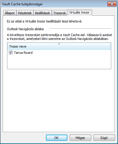18 Az Enterprise Vault beállítása Az Outlook automatikus archiválásának kikapcsolása A Virtuális trezor megjelenítése és elrejtése 1 Kattintson az Eszközök menü Enterprise Vault > Vault Cache