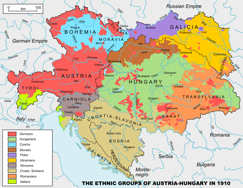 01 146. 2. számú térkép Az Osztrák-Magyar Monarchia nemzetiségei a XX.