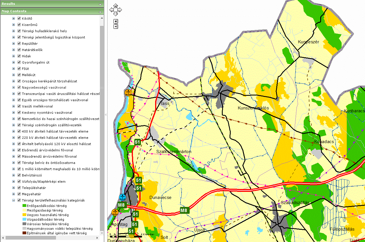 HELYZETFELTÁRÓ- HELYZETELEMZŐ - HELYZETÉRTÉKELŐ MUNKARÉSZEK 36 14. térkép: Bács-Kiskun Megye Területrendezési Terve 2011., Szerkezeti terv. Forrás: Bács-Kiskun Megye Területrendezési Terve 2011.