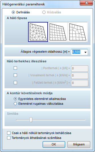 108 AxisVM 11 Háló Az automatikus hálógeneráláshoz térjünk át a Háló fül -re: Hálógenerálás Klikkeljünk a Hálógenerálás ikonra, majd a Kijelölő palettán a Mindenre alkalmaz (csillag) funkciót