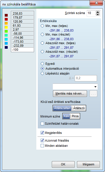 Lépésről lépésre kézikönyv 115 A Színskála palettán beállított értékeknél jelennek meg a színek közötti határok.