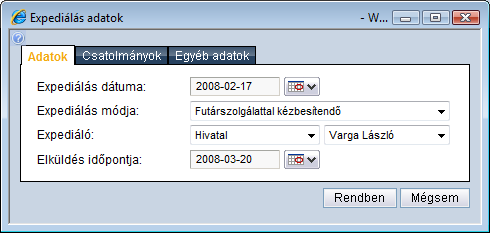 EXPEDIÁLÁSOK LISTA Az expediálás művelete nyomon követhető, módosítható, ha a funkciópanelen a listák funkciógombra kattintva a megjelenő navigációs panelen az Expediálások menüpontot választjuk.