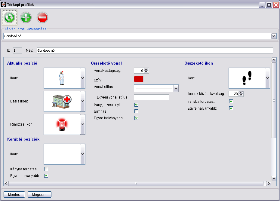 3.17 Térképi profilok A térképi megjelenítéskor alkalmazott ikonkészletet a Térképi profilok segítségével lehet az ügyfél beállításaihoz hozzárendelni.