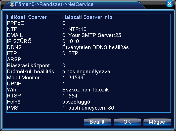 38. ábra Hálózati szolgáltatás [PPPoE beállítása] Üsse be a felhasználónevet és jelszót, amit az ISP (Internet service provider) biztosít. Miután elmentette, indítsa újra a rendszert.