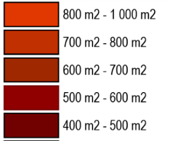 500-700 nm között van, ez teszi ki a telkek kb. harmadát, és kb.