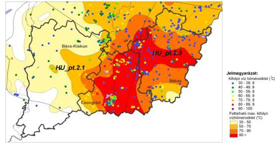 24. ábra: Kelet-Magyarország felső-pannon képződményeinek hévízkészlete Forrás: ATIKÖVIZIG, 2012 A Dél-Alföldi régió megyéi közül a hévízkutak számát tekintve kiemelkedik Csongrád megye.