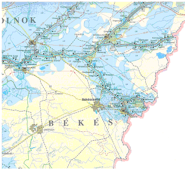 Árvízvédelmi fővédvonalak 32.ábra A veszélyeztetett mélyártéri területek (KÖVIZIG, 2007). Békés megye 2.