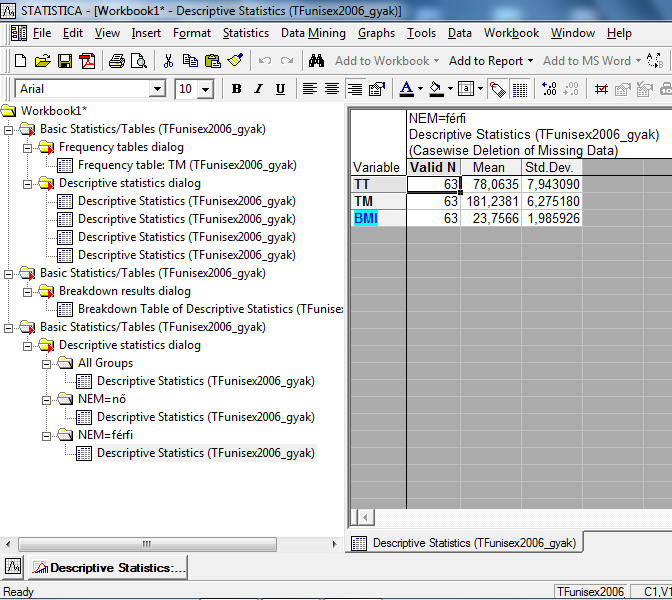 16. ábra: Leíró statisztikák eredményei a csoportanalíziseknél 6.