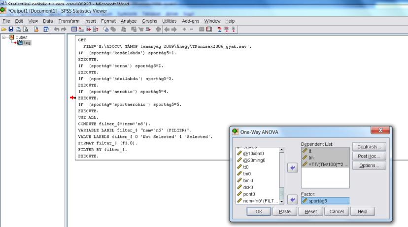 ábra: Az előző példa az SPSS-nél