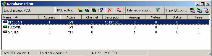 Most a DF1SCAN PCU kész, feltöltődött a szerverre, látható a listában. 7. A DF1SCAN driver beállítása a 11-es csatornára: a Flex.View-ban: Configuration->Configuration File Editor - Ez a Flex.