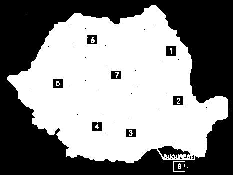 6. Ábra: Románia fejlesztési régiói 1998-tól napjainkig Forrás: Bodó 2003b, 57. p.