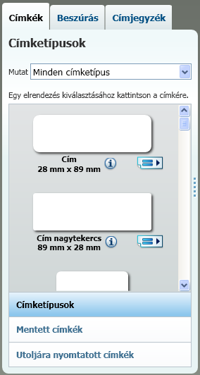 Ismerje meg a DYMO Label v.8 szoftvert nyomtatásra vagy szerkesztésre, illetve új címketípus és elrendezés kiválasztásával elkezdhet egy új címkét készíteni.