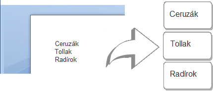 Nyomtató kiválasztása Azonban a következő példában szereplő lista nem tartalmaz üres sort. Így a szöveg három egysoros címkeként lesz kinyomtatva.