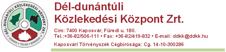 MENETRENDI ÉRTESÍTÉS A Dél-dunántúli Közlekedési Központ Zrt. által kiadott 2014/2015. évi Somogy, Tolna és Baranya megyei autóbusz menetrendhez Értesítjük a Tisztelt Utazóközönséget, hogy 2015.