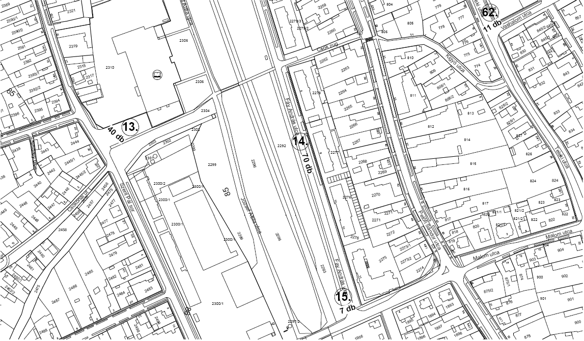 59. Széchenyi tér 17 bevezető út 14 aszfalt párhuzamos Szociális otthon (Farkas Gy. 60. u.) 10 aszfalt merőleges 61. Táborhely u. Vízmű előtt 25 vegyes merőleges 62. Teleki u.