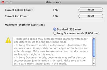 4 Kattintson a [Maintenance] [Karbantartás] lapra, majd válassza [Long Document mode] [Hosszú dokumentum üzemmód] lehetőséget.