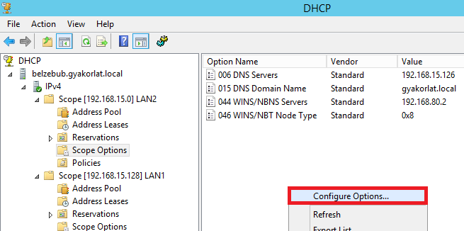 1.Tartomány, DNS, NAT, DHCP Kattintsunk az eszköztáron a Refresh ikonra.