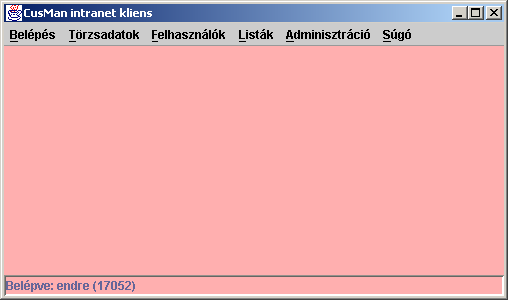 A CusMan kliens menüszerkezete