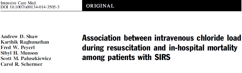 Klorid terhelés folyadék reszuszcitáció (1) 4 év alatt 486 USA kórházból 109.