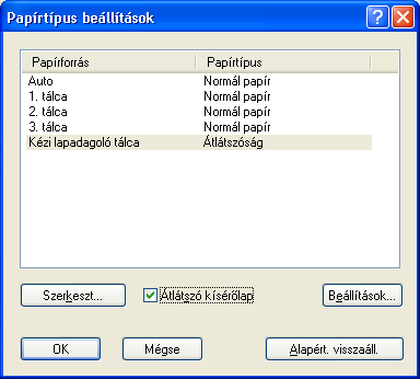 A KONICA MINOLTA PS illesztőprogram beállítása (Windows) 7 4 Kattintson a [Szerkeszt] gombra és válassza ki a "Átlátszóság" elemet.