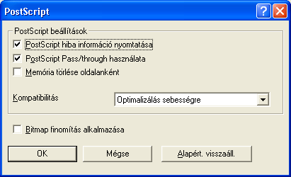 7 A KONICA MINOLTA PS illesztőprogram beállítása (Windows) A Gamma szint beállítása Az alábbiak szerint állítsa be a gamma korrekció értékét. 1 Kattintson a PostScript fülre.