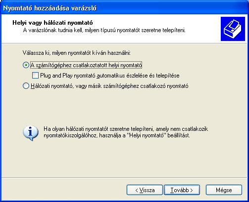 3 A nyomtatóillesztő telepítése Windows XP/Server 2003/XP x64/server 2003 x64 0 KONICA MINOLTA PCL illesztőprogram nem használható a Windows XP x64/szerver 2003 x64 operációs rendszerekben.