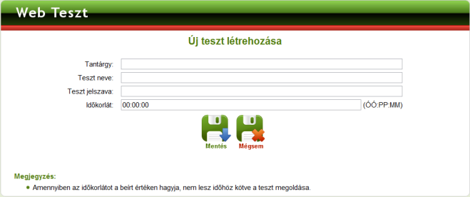 A Web Teszt program kezelési utasítása A bejelentkezés A tanári felületre való belépéskor megjelenik a bejelentkezési lehetőség. Itt kell a tanár beírja a nevét és a jelszavát.