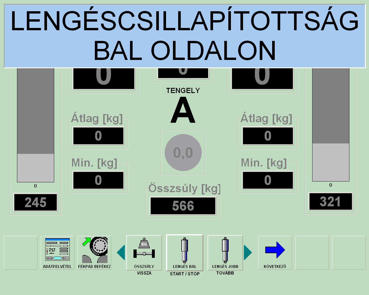 léptetés, akkor a mérési fázisokat kézzel kell indítani. Bármikor meg lehet szakítani a mérést a Start/Stop gomb megnyomásával, ilyenkor a lengpad leáll.