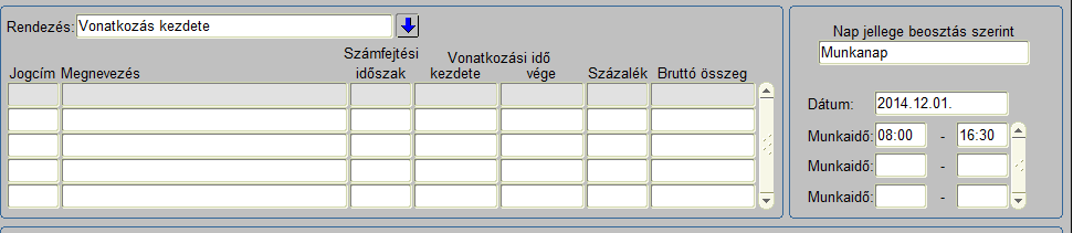 A jogosultság paraméter vizsgálatának megfelelően a program csak annak a funkciógombnak a használatát engedélyezi, melyre lehetőséget adott, a többi funkciógomb rejtve marad.