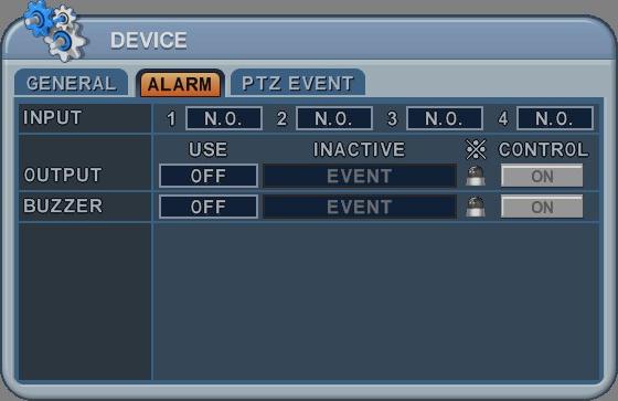 5) PTZ Event (PTZ esemény): IDŐTARTAM [KI, 1~5 másodperc]. Válassza ki a PTZ esemény időtartamát. 6) Alarm Out (Riasztás kimenet): IDŐTARTAM [KI, 1~5 másodperc]. Válassza ki a riasztás időtartamát. 2.