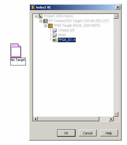 FPGA Interface Ahhoz, hogy a CompactRIO real-time vezérlıjébıl használni tudjuk az egyes I/O csatornákat elıször kapcsolatot kell teremtenünk a FPGA program és a real-time vezérlı programja között.