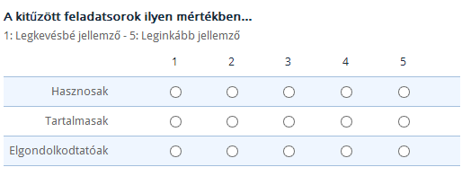 Mint, ahogyan az a képen is látszik az aktuálisan szerkesztett kérdés sárga mezővel van körülvéve.