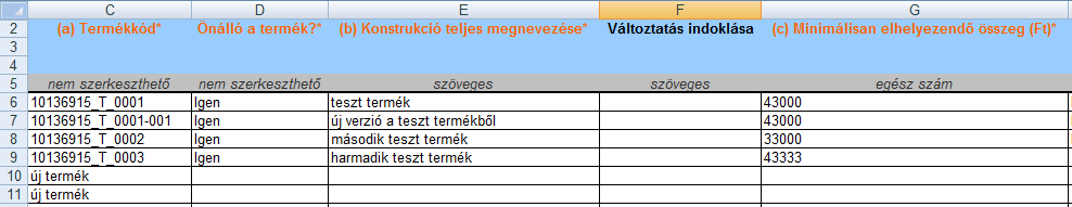 Termékek exportálása, feltöltése excel formátumban Termékek exportálása Az egy fülön megjelenő termékeket lehetőségünk van exportálni excel fájlként, az Exportálás excelbe gombra kattintva.