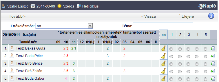 Tanulók értékelése - [Értékelés] 5. Kattintson a Tovább > gombra a folytatáshoz! 6. A következő lapon adhatja meg az értékelés módját, melyek közül a leggyakoribbak: a.