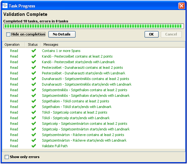 63 8.1.5. Ellenőrzés Az egyes szakaszok hosszát a programmal le tudjuk ellenőrizni: View / Frames / Route Estimator kiírja mekkorák a szakaszok az egyes jellegpontok között.