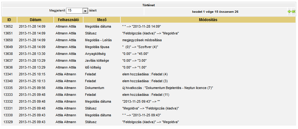 Dokumentumok Itt szerepelnek a bejelentés életciklusában csatolt dokumentumok jellemzői.