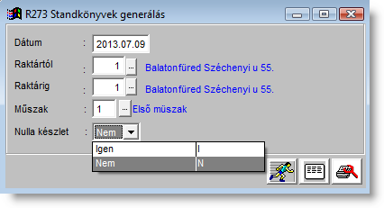 Az R27 Vende gla to standko nyveinek feldolgozása képernyőn alapesetben a legutolsó standolást láthatjuk, ez azonban ne tartson vissza minket az u j standko nyv genera la sa to l.