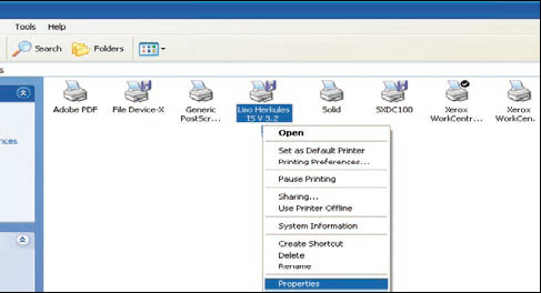 A start menü settings (beállítások) pontjának printers and faxes (nyomtatók