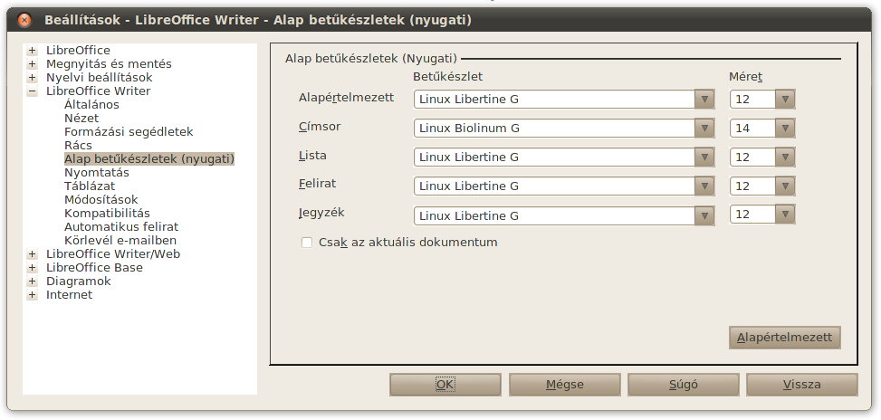 ElS FEJEZET BETŰK ÉS SoroK Címsorok 2 és 24 pontos félkövér Linux Biolinum G A fejezetben áttekintjük azokat az alapbeállításokat, amelyek gyakran szerepel nek a dokumentumok formai követelmények