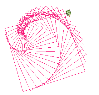 4. alkalmazás Kapcsoljuk össze a paraméter alkalmazásával. Készítsenek olyan négyzetet, ahol minden oldal méretét megnöveli a Teknőc. Ha eléri a 200 egységet, megáll és befejezi a rajzot.