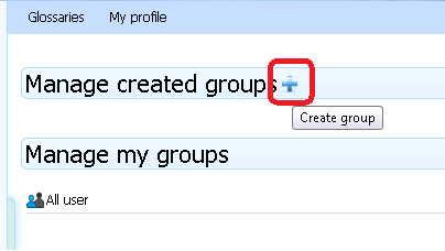 S17T01 Manage created groups You are now in the Manage created groups menu. Here we can create user groups and we can give permissions to these groups.