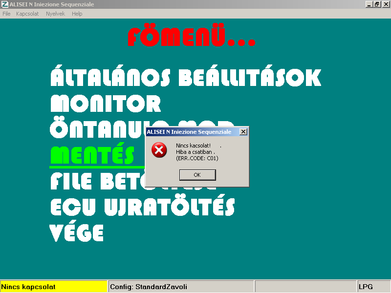 A beszerelés után számítógép segítségével programozzuk be a gázos Ecu-t. Miután elindítottuk a Zavoli programot ez a bejelentkező kép jön be.