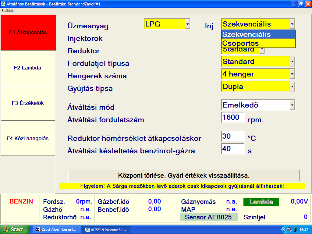 Ha már egy beprogramozott Ecu-t használunk érdemes előtte letörölni az Ecut.