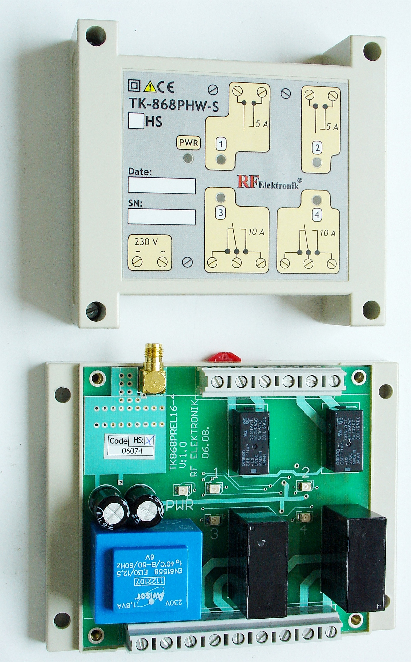 TK-868R-1-4 TK-868RA-1, -2 +jelfogó érintkező NO NC váltó rövidzárak (jumperek) 12 V DC 12 V DC jelfogó bekapcsolását jelző LED-ek jelfogó érintkező NO NC váltó rövidzárak (jumperek) +jelfogó