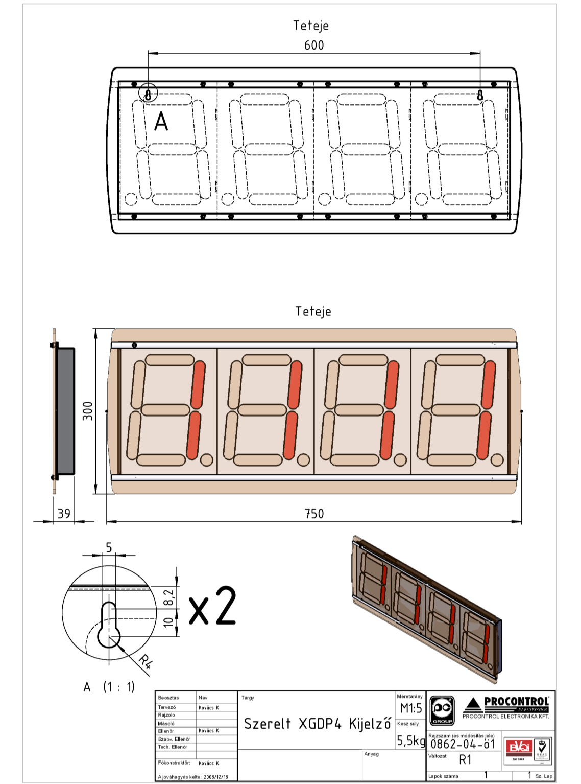 GigaClock 4 (XGDP 4) beltéri, üveg