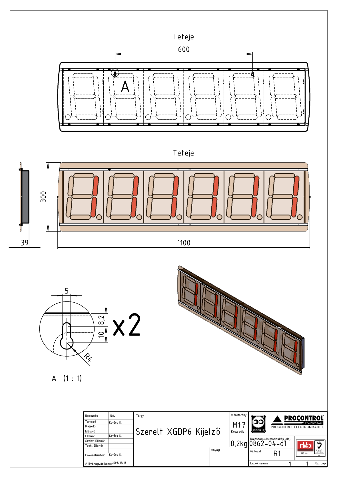 GigaClock 6 (XGDP 6) beltéri, üveg