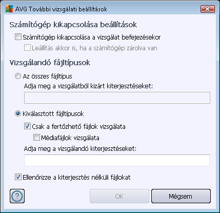 o A számítógép kikapcsolásának beállításai döntse el, hogy a számítógép automatikusan kikapcsoljon-e, miután a vizsgálati folyamat véget ért.