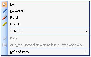 eszközökkel szabadon rajzolhatunk a bemutatónkban.