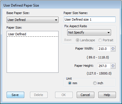 Nyomtatási lehetőségek Ha a hossz és a szélesség aránya ugyanaz mint egy definiált papírméreté, akkor válassza a definiált papírméretet a Fix Aspect Ratio (Rögzített képarány) lehetőségből, és a